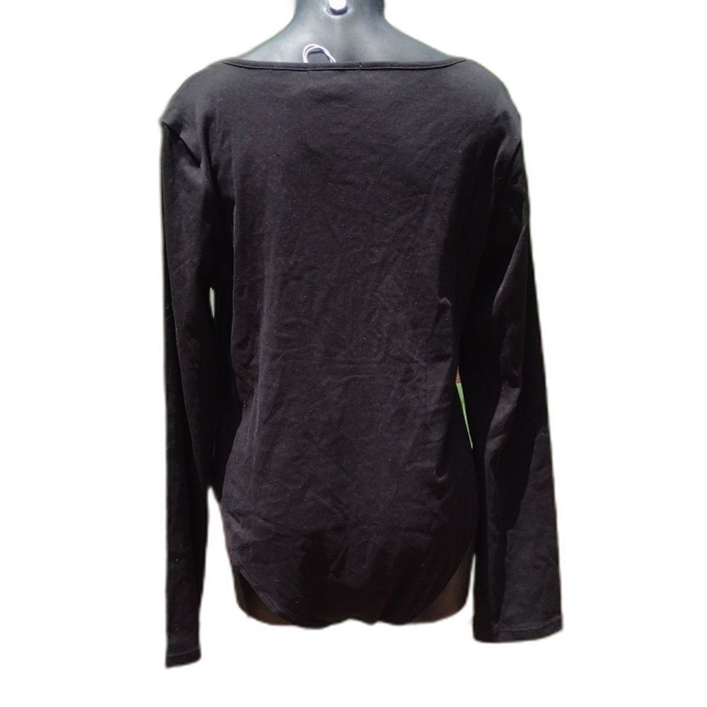 Mangopop Black Long Sleeve Asymmetrical Neckline Bodysuit Size XXL - Picture 3 of 10